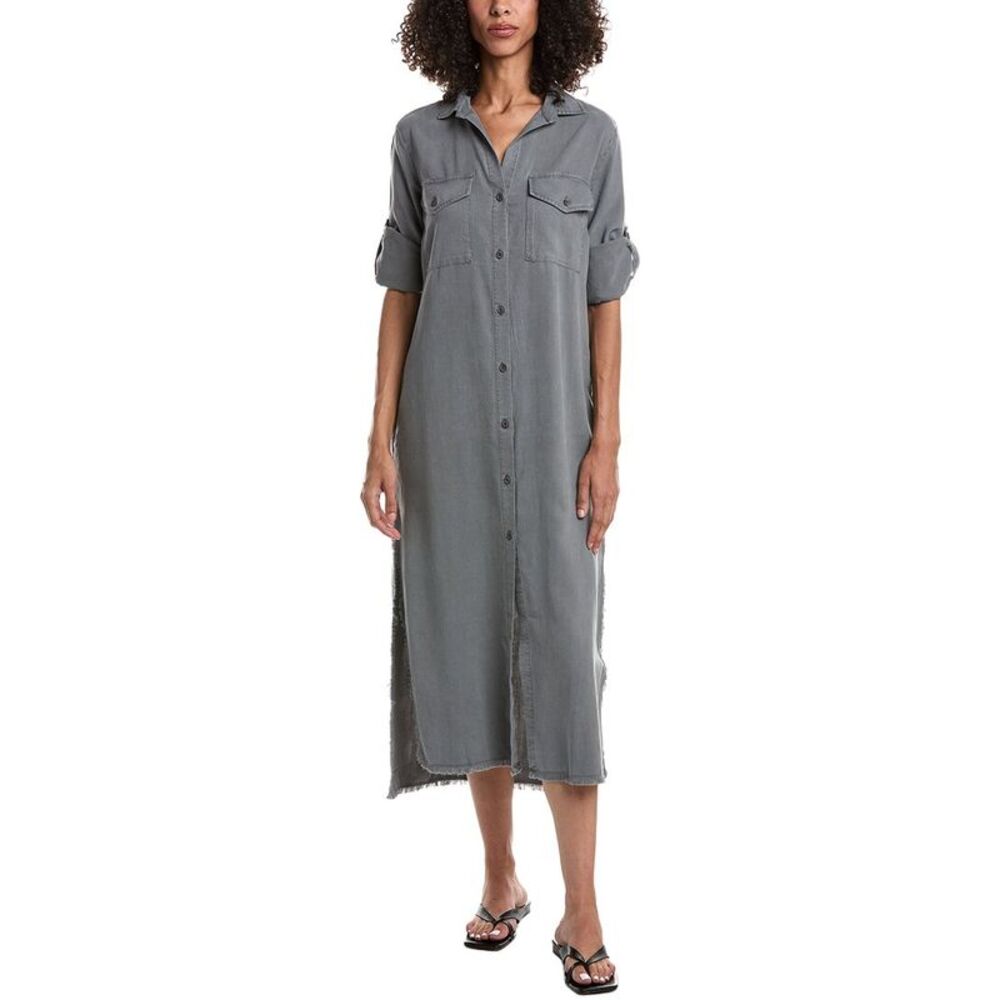 Bella Dahl Womens Maxi Relaxed Fit Shirt Dress, Grey